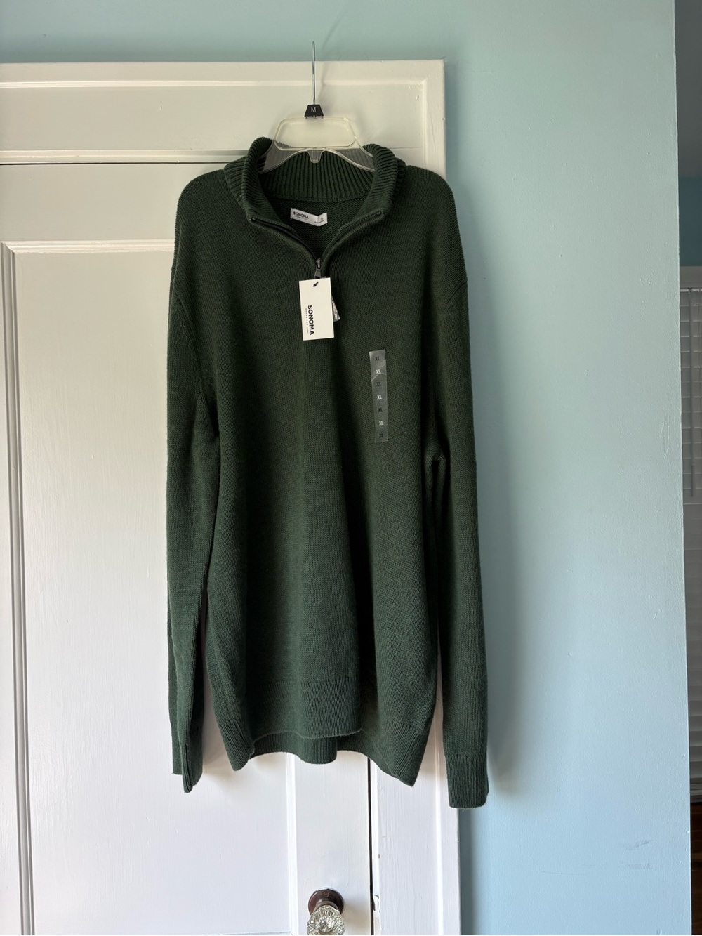 Sonoma Forrest Green Quarter Zip Sweater Preppy Academia Fall Cozy